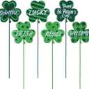 YEAHOME St Patricks Day Decorations Outdoor, Set of 6 Metal Shamrock Decorative Garden Stakes for St Patricks Day Decor, Lucky Saint Patricks Yard Signs for Garden Lawn Porch Pot Flowerbed (Green)