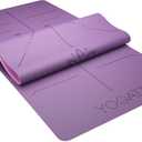 YOGATI® Yoga Mat with Strap with Alignment Lines. Home Workout Mat for Women, Men and Kids. Thick Non Slip Yoga Mat for Pilates and Fitness. Brown, Pink and Purple Yoga Mats