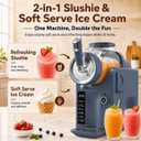 SYINTAO Slushie Machine No Ice Needed, 2-in-1 Frozen Drink & Soft Serve Ice Cream Maker, Self-Chilling Slushy Maker with 5 Presets, LED Display & Auto Clean for Home & Party (Blue&Gray)