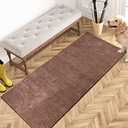 PURRUGS Dirt Trapper Door Mat 24" x 59", Non-Slip Machine Washable Entry Rug, Shoe Scraper, Dog Doormat, Super Absorbent Welcome Mat for Front & Back Door, Muddy Shoes & Paws, Brown-Light Cream