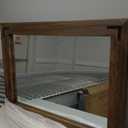 YOSHOOT Rustic Wooden Framed Wall Mirror, Natural Wood Bathroom Vanity Mirror for Farmhouse Decor, Vertical or Horizontal Hanging (40"L x 30"W, Brown)