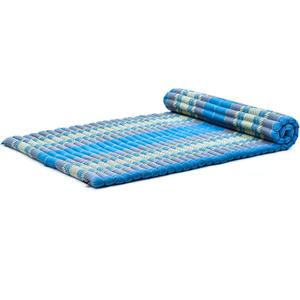 Leewadee - Foldable Floor Mattress - Japanese Roll Up Futon -Trifold Tatami Mat- Guest Floor Bed - Camping Mattress - Thai Massage Mat, Kapok Filled, 75 x 39 inches, Light Blue