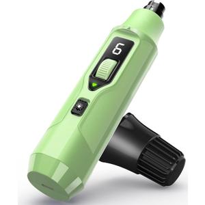 YABIFE 7-Speed Dog Nail Grinder with LED Light – Ultra Quiet Electric Pet Nail Trimmer for Large Dogs & Cats – Professional Grooming Tool with Dust Collector, One-Hand Speed Control (Light Green)