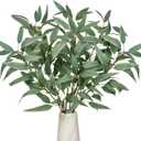 Faux Eucalyptus Stems - 34' Long Fake Salix Leaves 6 Pcs Artificial Greenery Stems for DIY Bouquet Arrangements, Centerpieces, Shower Decorations