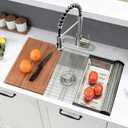 31 inch Undermount Kitchen Sink, 31x18 Inch Undermount Workstation Sink Single Bowl 16 Gauge 10 Inch Deep Handmade Stainless Steel Kitchen Sink with Cutting Board, 31"x18"x10"