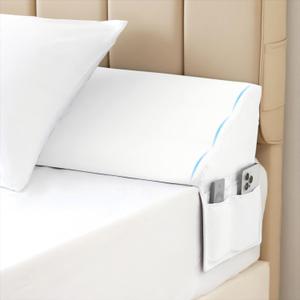 Queen Bed Wedge Pillow for Headboard, Bed Gap Filler, Triangle Pillow Wedge for Headboard Gap, Bolster Pillows for Beds, Anti-Slip Mattress Wedge Gap Filler, 60"10"6", White