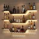 Wall Mounted Wine Rack with LED Lights, 47.2 inches