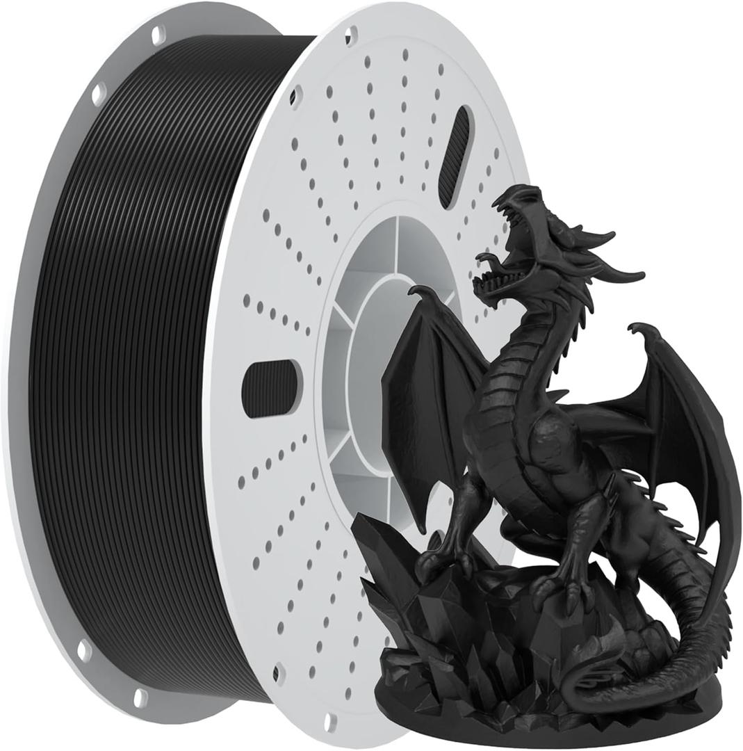 PINBALL PETG 3D Printer Filament 1.75mm High Precision Durable Moisture-Proof Strong Filament Mith Better Flow Dimensional Accuracy +/- 0.02mm Suitable for Most FDM 3D Printers 1 Kilogram Black