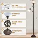 GyroVu Torchiere Floor Lamp for Living Room, LED Standing Reading Light for Bedroom with Glass Shade for Living Room Corner Bedroom Home Office,Bulbs Included (Red Brown,Glass 2 Head)