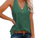 Women's Summer Basic Sleeveless V Neck Casual Tank Tops Loose Shirts (S)