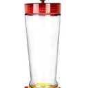 Joliyoou Hummingbird Feeder, 10 Once Glass Hummingbird Feeder Outdoor Hanging, Bird Nectar Feeder (Yellow Cover with Red Flowers - 1 PACK)