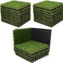 XLX TURF Artificial Grass Turf Tiles Interlocking Set 27 Pieces, Square Fake Grass Tiles Self-draining for Pet Dogs Kennel Indoor/Outdoor Flooring Decor, 12"x12", 8 Buckle Systerm