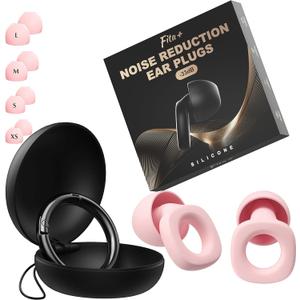 Fita+ Ear Plugs for Sleeping Noise Reduction - Noise Reduction up to 33dB, 4 Pairs XS/S/M/L Super Soft Reusable Silicone Earplugs for Noise Reduction, Concerts, Motorcycle, Travel - Pink