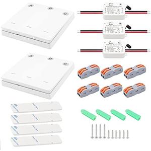 JIUWU 3pcs RF 433Mhz Wireless Remote Control 1 Channel Relay Switch, AC110V AC 90~250V 10A, with 2pcs Included 86 Wall Panel Transmitter No Wiring Required, Remote Control Switch for 3pcs Home Light