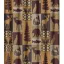 Retro Rustic Bear Blackout Curtains - Country Style Farmhouse Cabin Wildlife Elk Deer Hunting Theme Grommet Window Drapes Set Energy Saving Thermal Insulated Drapes for Living Room, 2 Panels 63L x 21W