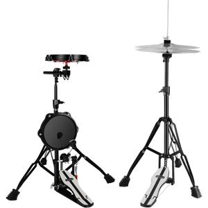 RANMING Practice Drum Pad Stand Kit Silent Drum Pad Set Drum Set Practice Kit with 1 Bass Drum Pedal,Hi-Hat Pedal,2 Drum stand,14 Inch Silent Cymbal,Dumb Drums for Beginners Adults (Black)