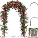 Thickened 0.7mm Tube Garden Arch Trellis, 4.6 * 7.8 or 6.4 * 7.5Ft, Metal Archway Arbor Stable Outdoor Garden Trellis for Climbing Plants, Party Wedding Arch Decoration