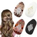 2 x Flat Hair Clips for Women - Large Oval Hair Claw Clips and Duckbill Hair Clip for Thin Hair or Thick Hair - Non Slip Strong Hold Hair Accessories for Women(4Pack, 4Colors) (Style 1)