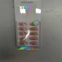 BTArtbox Press On Nails Almond  Medium Cat Eye French Tip Nails with Glue for Daily Nail Art, Fake Nail Extensions In 15 Sizes  30 Nail Kit, Liquid Radiance