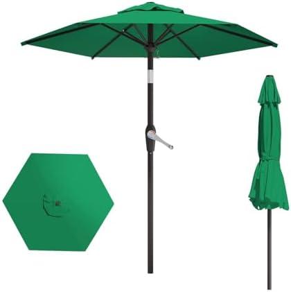 AreShark 7.5FT Patio Umbrella Table Market Umbrella w/Tilt and Crank Heavy-Duty Round Outdoor Umbrellas for Garden, Deck, Backyard, Pool and Beach, Dark Green