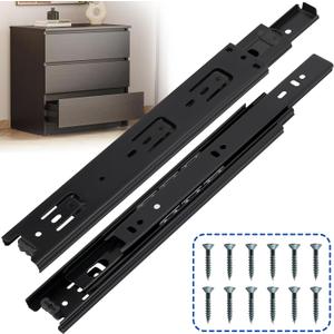 16 Inch Drawer Slides 1 Pairs (2pcs) Heavy Duty Full Extension Ball Bearing, Side Mount Drawer Rails, 16" Drawer Slide Glides for Dresser, Cabinet, Kitchen - Draw slides Sliders 100LB Capacity