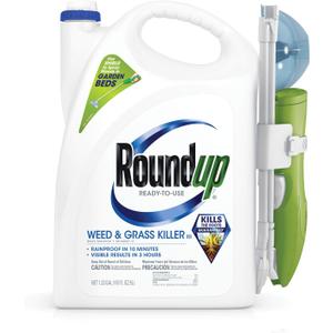 Roundup Ready-to-Use Weed & Grass Killer III - with Sure Shot Wand, Use in & Around Vegetable Gardens, Tree Rings, Flower Beds, Patios & More, Kills to The Root, 1.33 gal.