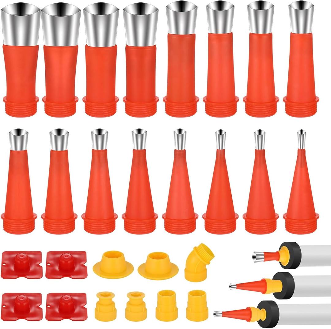 Hejo 27 Piece Silicone Caulking Cartridge Tip Kit, Universal Stainless Steel Caulking Silicone Caulking Caulking Applicator, Integrated Silicone Sealant Applicator, Finishing Tool for Glue and Sealant