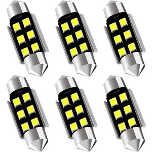 AUXLIGHT 6418 6411 DE3425 C5W DE3423 36MM 1.42Festoon Canbus Error Free LED Interior Light Bulbs 6000K Xenon White, Super Bright 6SMD Chips for Dome Map Door Courtesy License Plate Lights (Pack of 6)