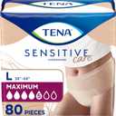 Tena Sensitive Care Incontinence Underwear for Women, Maximum Absorbency, Adult Diapers, Large (Waist Sizes 34in-44in), 80 Count (4 Packs of 20)