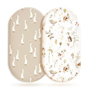 Stretchy Ultra Soft Fitted Bassinet Sheets 2 Pack, Universal Fitted for Baby Cradle Moses Basket Oval Rectangle Mattress Safe and Snug, Stylish Bassinet Sheet for Baby Boy and Girl (Happy Party)