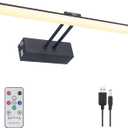 Black Picture Light, Battery Operated Painting Lighting with Remote,16 inch Led Art Lamp, Wirelless Wall Lamp,Rechargeable Picture Frame Light,Cordless Gallery Light