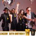 Sureio 24 Pcs 30th Birthday Party Favors Shot Glass Necklaces Cups Bulk for Women Men Guests, Plastic Gold and Black Shot Necklace Cups for Birthday Anniversary Supplies