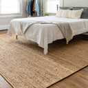 100% Jute Area Rug 6 x 9 Feet- Rectangle Natural Fibers- Braided Design Hand Woven Natural Carpet - Home Decor for Living Room Hallways Bedroom (Natural- 6'x9')