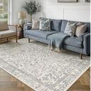 PureCozy 6x9 Blue Area Rug for Living Room Bedroom Washable Vintage Floral Carpet Low Pile Non Slip Botanical Aesthetic Dining Room Soft Accent Throw Rug Nursery Office Indoor
