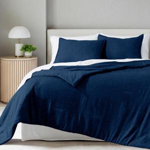 Bare Home Comforter Set - Oversized King - Ultra-Soft - Goose Down Alternative - Premium 1800 Series - All Season Warmth Comforter (Oversized King, Heathered Dark Blue)