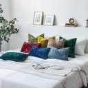 Set of 2 Navy Blue Decorative Velvet Throw Pillow Covers 20x20 Inches, Soft Neutral Accent Pillow Cases with Vintage Textured Farmhouse Couch Cushion Covers for Luxurious Home Decor