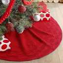 GMOEGEFT 32 Inches Knitted Christmas Tree Skirt, Vintage Knit Xmas Tree Skirt, Rustic Christmas Home Decorations, Red Xmas Tree Holiday Decorations