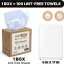 Lint Free Cleaning Towels, Heavy Duty Cleaning Cloths, Lint Free Wipes, Cleaning Cloths for House & Industrial Use, Disposable Cleaning Rags, Pack of 100 Sheets 9" x 17" (White) 26020