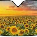 Sunflower Blooming Sunset Car Windshield Sun Shade Foldable UV Ray Sun Visor Protector Sunshade to Keep Your Vehicle Cool (55" x 27.6") (multi 13)