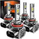 SEALIGHT S7S // 9005/HB3 Light, 120000LM Brightest Bulbs, 6500K White, Easy Installation,10 Years Lifespan, Plug-N-Play, 4 Pack