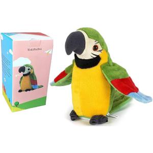 Talking Parrot - Repeats What You Say with Cute Voice - Electronic Pet Talking Plush Toy Parrot for Child Kids Gift Party Toys