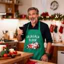 Tipsy Santa Christmas Apron for Men & Women with Pockets, Funny Chef Costume Apron for Cooking, Baking, Kitchen Gift for Husband & Wife (Green, 1 Pack) (Green)