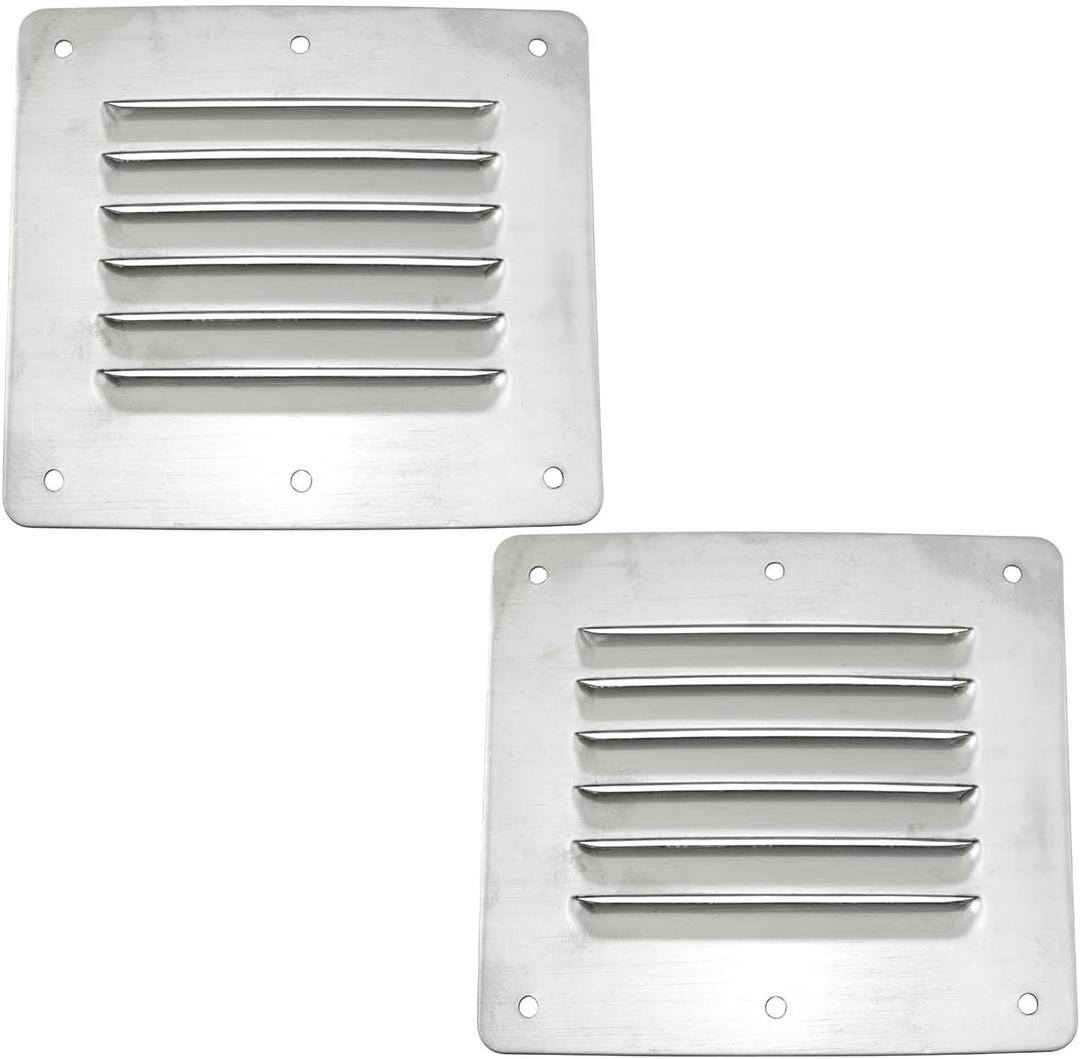 2Pcs Stainless Steel Exhaust Vent for Yacht Caravan Boat 127 * 115mm/5 * 4.53inch Blinds Heat Sinks Air Outlet Stamping Blinds Louver Grill Cover Rectangle