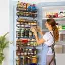 Mefirt 9-Tier Over The Door Pantry Organizer, Pantry Storage and Organization, Black Metal Hanging Spice Rack Seasoning Shelves Door, Wall Mount for Home & Kitchen, Laundry Room Bathroom Organization