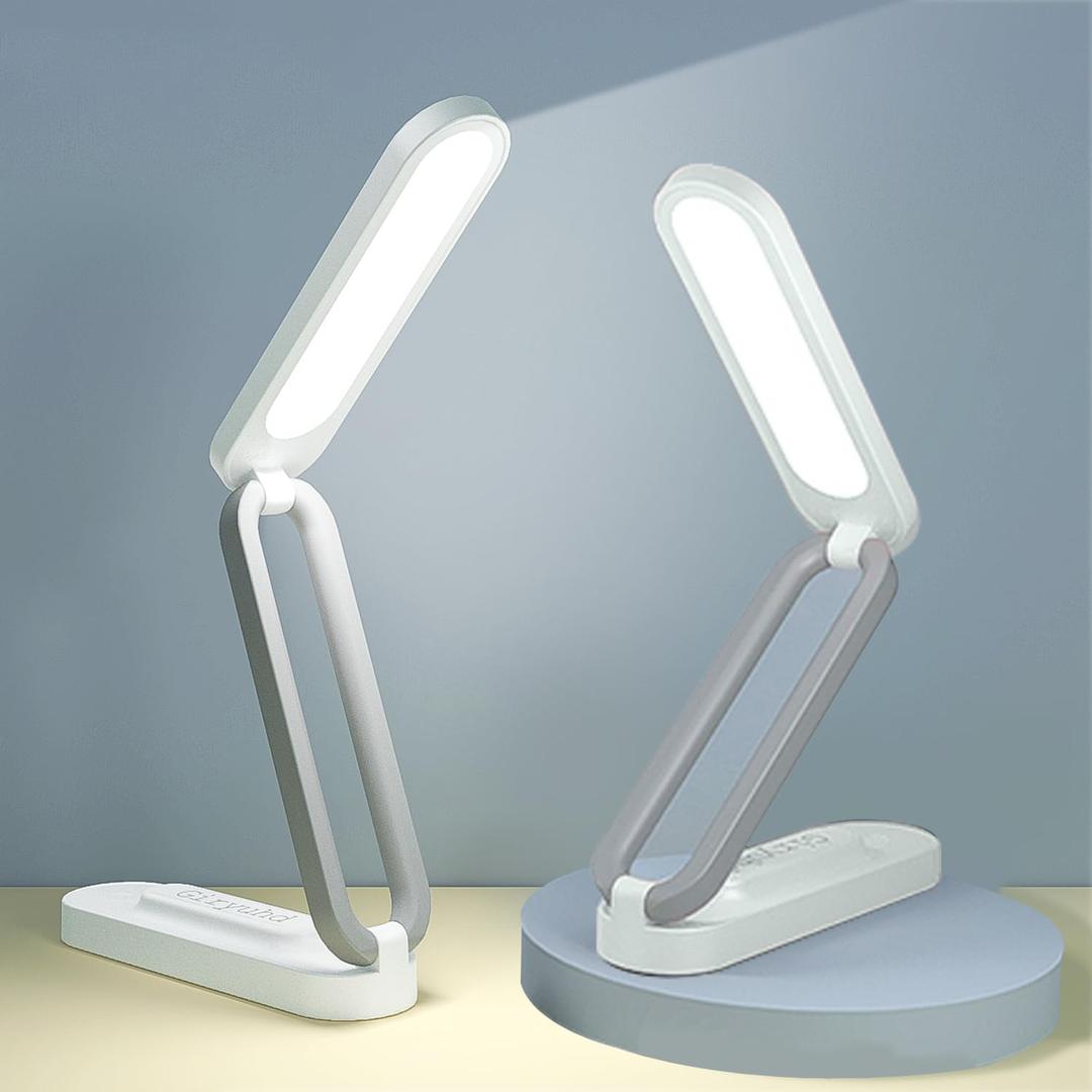 LED Desk Lamp for Office Home & Battery Operated Lamp Rechargeable Lamp Foldable & Portable Light, LED Desk Light Strip, 3 Brightness Dimmable Small Desk Lamp Wireless Reading Lamp(2PACK)