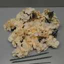 2Bouquets Artificial Fake Flowers Plants Silk Hydrangea Arrangements Wedding Bouquets Decorations Plastic Floral Home Kitchen Garden Party Festival Bar DIY (Cream,5 Flower Heads)