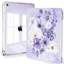 Feams for iPad Air 13 Inch Case M4 2026/M3 2025/M2 2024, Slim iPad Pro 12.9 Inch 6th/5th/4th Generation 2022/2021/2020 Case Clear Back Cover with Auto Sleep & Pencil Holder, Purple Bouquet