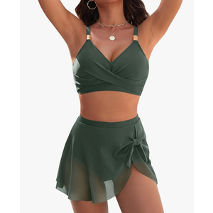 Blooming Jelly Womens High Waisted Bikini Set Gold Metal Two Piece Swimsuits Tummy Control Tie Knot 2025 Bathing Suits L
