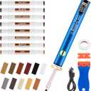 Laminate Wood Floor Repair Kit, Wax Melting Tool with Display, Hard Wax Filler, Marker Pen, Furniture and Countertop Repair Set, Blue