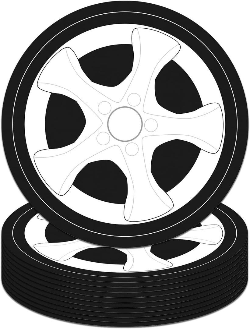 30PCS Racing Car Paper Plates 9 Inch Race Car Plates Race Car Birthday Party Supplies Car Wheel Plates Food Trays Race Car Party Tableware Car Theme Party Decorations Chips Salad Bread Plate